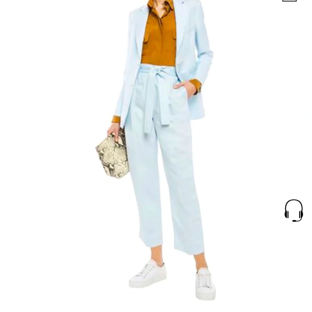 Maje Palizane Cropped Straight-leg Pants: baby blue - Picture 1 of 5